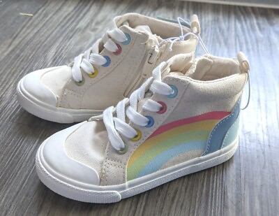 #ad Cat amp; Jack Toddler Size 8 Girls#x27; Penny Rainbow Print Lace Up Zipper Sneakers