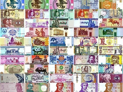 #ad New 50 Pieces of Different World Mixed Foreign Banknote Set Currency UNC w COA