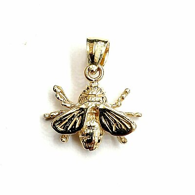 #ad 14k yellow Gold solid honey bee 3D Pendant charm gift fine jewelry 1.5g
