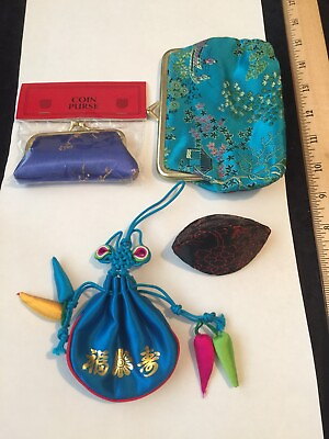 #ad Vintage Lot Of 4 Ornate Design Coin Purses Clean