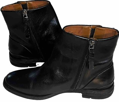 #ad Franco Sarto Womens Size 6.5 M Black Leather Zip Ankle Fashion Boots Booties