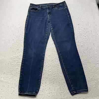 #ad Michael Kors Women#x27;s 6 Straight Leg Low Rise Navy Blue Denim Stretch Jeans
