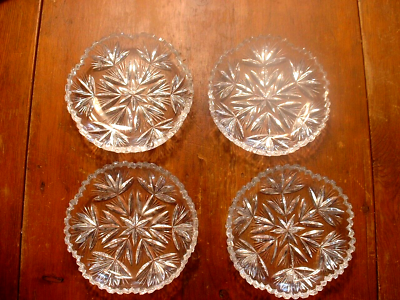 #ad Wonderful Set of 4 Antique ABP Cut Glass Low Bowls