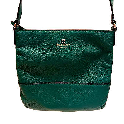 #ad Kate Spade NY Southport Avenue Cora Pebbled Leather Jade Green Crossbody Bag EUC