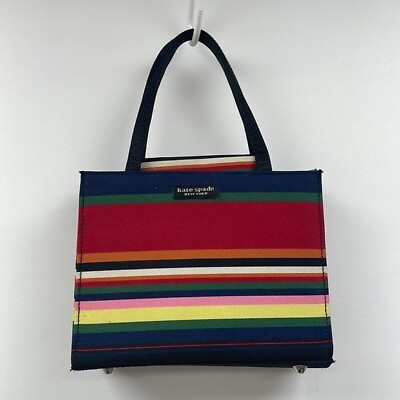 #ad Kate Spade Multicolor Striped Satchel Handbag 6quot;x8quot;x2.5quot;