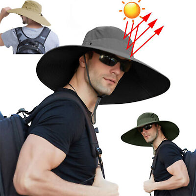 #ad Men Women Outdoor UV Protection Sun Hat Big Wide Brim Cap Bucket Fishing Hats US