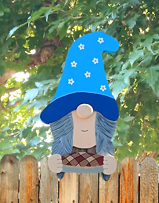 #ad Lady Woman Spring Garden Gnome and Pie Fence Peeker Yard Art Garden Decoration