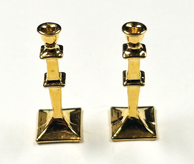 #ad Dollhouse Miniature Accessories Candleholders Gold 1quot; Scale 1:12 Vintage