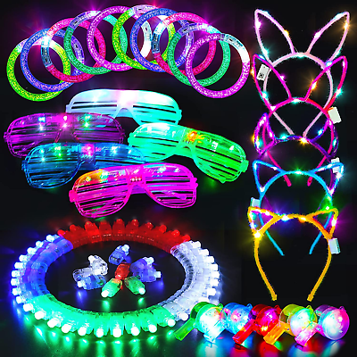 #ad 65 Pack Glow in the Dark Party Supplies LED Light Up Toys Bulk Party Favors.....