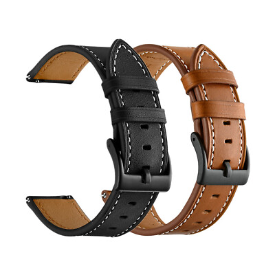 #ad 18mm 20mm 22mm Classic Genuine Leather Watch Band Strap Quick Release Wristband