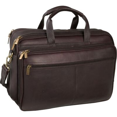 #ad Le Donne Leather Dual Compartment Laptop Briefcase 3 Colors Colombia Leather NEW