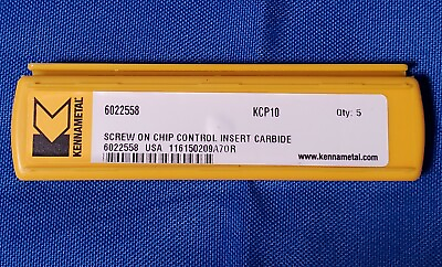 #ad *NEW* Pack of 5 KENNAMETAL 6022558 KCP10 1161500209A70R Screw on Carbide