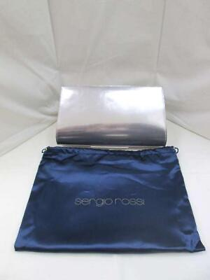 #ad Sergio Rossi Metal Silver Clutch Bag KDF74