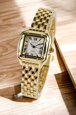 #ad Luxury Square Women’s Brand Ladies Quartz Wristmatch Classic Gold Femme Steel