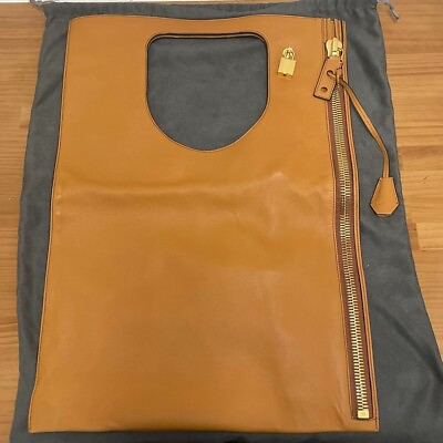 #ad Tom Ford Alix Fold Over Clutch Handbag W Pouch amp; Dust Bag Brown Leather Fr Japan