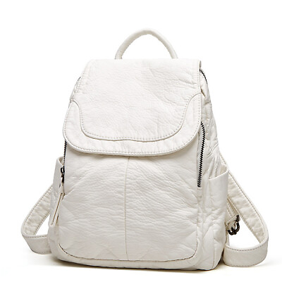 #ad Soft Lambskin Leather Women#x27;s Backpack Shoulder School Bag Retro Travel Bags