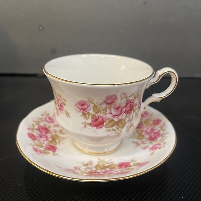 #ad Vintage QUEEN ANNE Rose Garden FINE Bone CHINA England Teacup amp; Saucer