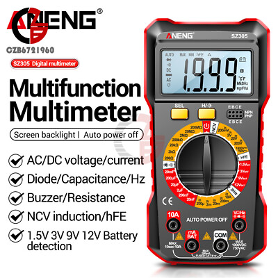 #ad ANENG SZ304 SZ305 Backlight Digital Multimeter NCV AC DC Votage Current Ohm Tool