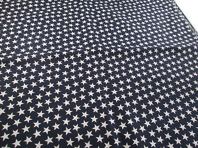#ad White Stars Navy Fabric Blue Pillows Crafting Flags 4th of July 3 Yards 19quot;