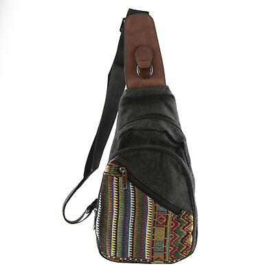 #ad Canyon Sky Aztec Black Crossbody Sling Bag with RFID Technology