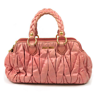 #ad MIU MIU 2Way Bag Matelasse Rn0690 Leather Rosa Pink Handbag Shoulder 23775