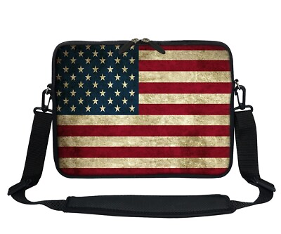 #ad #ad 13 inch Laptop Sleeve Case Bag w Hidden Handle amp; Shoulder Strap 3036 USA Flag