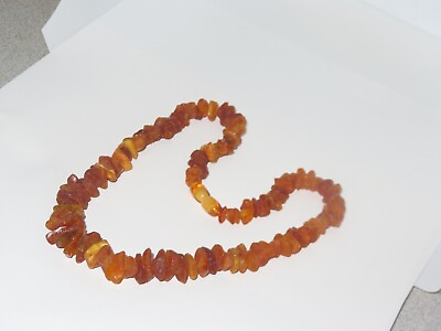 #ad Vintage Genuine Amber Necklace Jewelry 926V