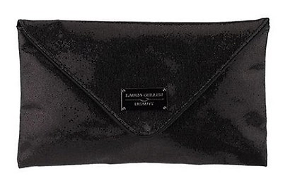 Laura Geller Sequin Clutch Evening Bag Wedding Makeup Bag Black New $8.99