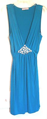 #ad Sz XL NWOT Blush Blue Grecian Dress w Metal Studs