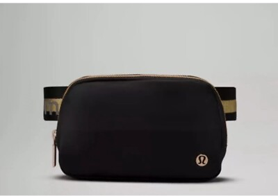 #ad Lululemon Black Belt Bag w Gold Logo Strap. NWT. Discontinued