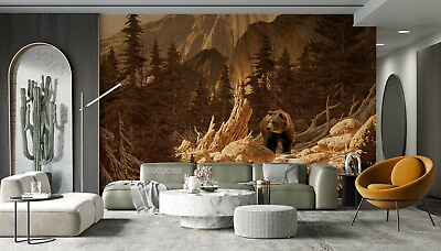 #ad 3D Forest Animal Bear Wallpaper Wall Murals Removable Wallpaper 487