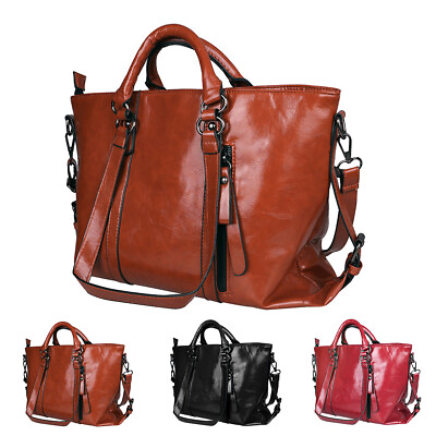 Women Soft Oiled Leather Handbag Messenger Shoulder Tote Bag Crossbody Satchel $23.95