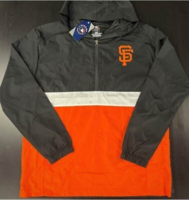 #ad MLB San Francisco Giants 1 4 Zip Baseball Windbreaker Jacket New Mens Sizes