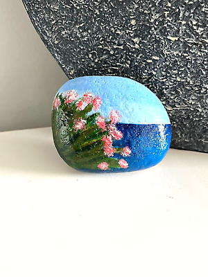 #ad Hand Painted Rock Art Floral Ocean Nautical Sea Coastal Stone Art GIFT Flowers