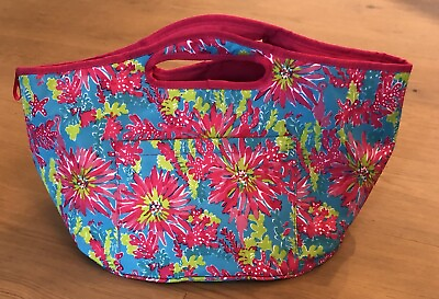 #ad Lilly Pulitzer Floral Insulated Beverage Bucket Beach Bag Cooler Large New