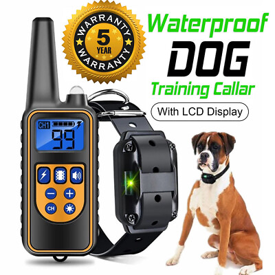 #ad Dog Pet Training Collar Rechargeable Waterproof Electric Anti Bark Shock 3000 FT