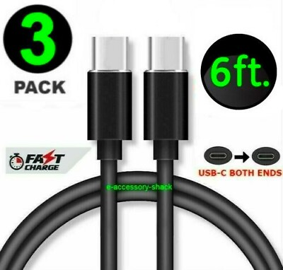 3 Pack 6FT USB C to USB C Cable Fast Charge Type C Charging Cord Rapid Charger $9.97