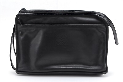 #ad LOEWE Anagram Clutch Bag Leather Black #A221