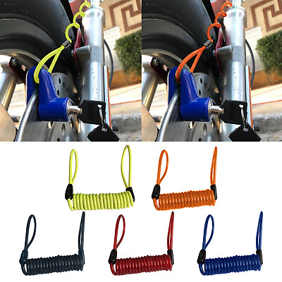 #ad Motorcycle Bike Alarm Brake Disc Lock Security Reminder Cable Rope Stretch