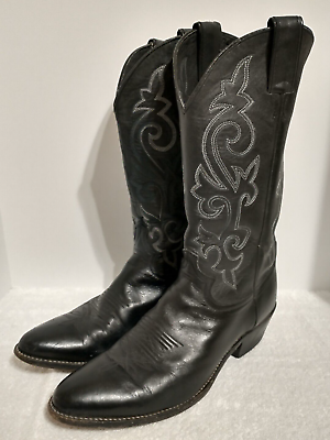 #ad Justin 1409 Black London Calf Cowboy Western Boots US Men#x27;s Size 10.5 D