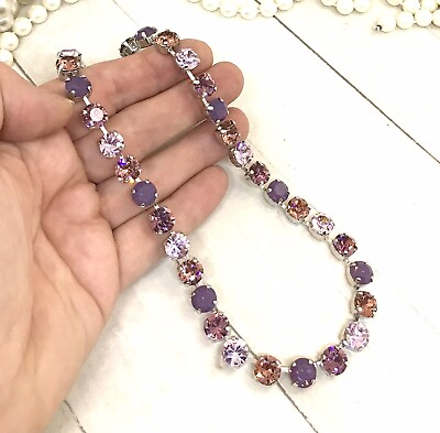 #ad 8mm Blush Purple Mix Cup Chain Necklace 8mm Blush Pink Purple Tennis Necklace