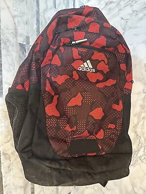 #ad adidas Boy#x27;s Black Red Camo Print Multi Foundation 6 Backpack
