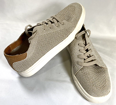 #ad Lucky Brand Leigan Knit Lace Up Sneakers Natural Platinum 8M