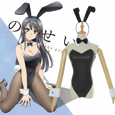 #ad Rascal Does Not Dream of Bunny Girl Sakurajima Mai Black Dress Waitress Costume