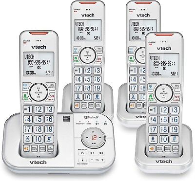 #ad VTech Cordless Phone with Answering Machine 4 Handsets Bluetooth Call Blocking