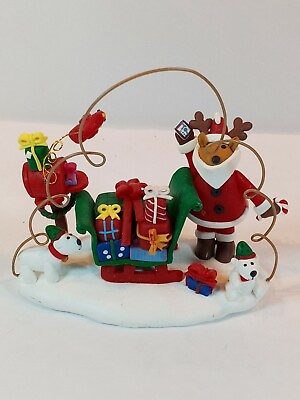 #ad Christmas Figurine Reindeer Santa Was Sleigh