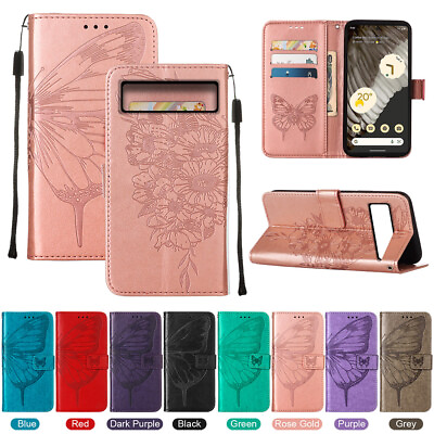 #ad For Google Pixel 8 Pro 7A 6A Butterfly Flip Card Wallet Leather Phone Case