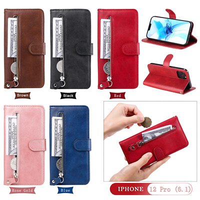 #ad Zipper Wallet leather Phone Case Cover For iPhone 11 12 Pro Max 6 7 8 Plus XR XS