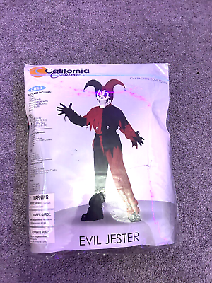 #ad Evil Jester Costume Kids Scary Halloween Fancy Dress Sz Medium*