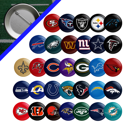 #ad NFL Team Logo Collector Pin Button CHOOSE TEAM 2.25quot; Football Fan Great Gift
